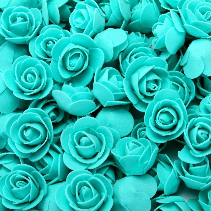 Mini Fake Rose Flower Heads 50/100/200 Pieces Teddy Bear of Roses 3cm Foam Wedding Flowers Accessories Make Bridal Hair Clips Headbands Dress