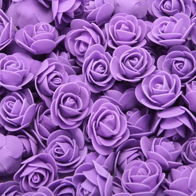 Mini Fake Rose Flower Heads 50/100/200 Pieces Teddy Bear of Roses 3cm Foam Wedding Flowers Accessories Make Bridal Hair Clips Headbands Dress