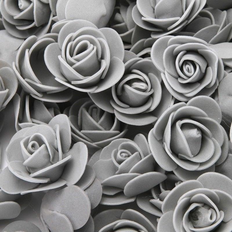 Mini Fake Rose Flower Heads 50/100/200 Pieces Teddy Bear of Roses 3cm Foam Wedding Flowers Accessories Make Bridal Hair Clips Headbands Dress