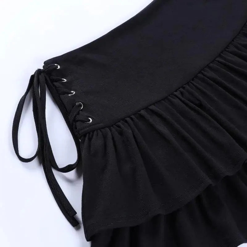 Mini Skirt Girls Sweet Black High Waist Pleated Skirt Cute Dark Lightweight Simple Design Skirts