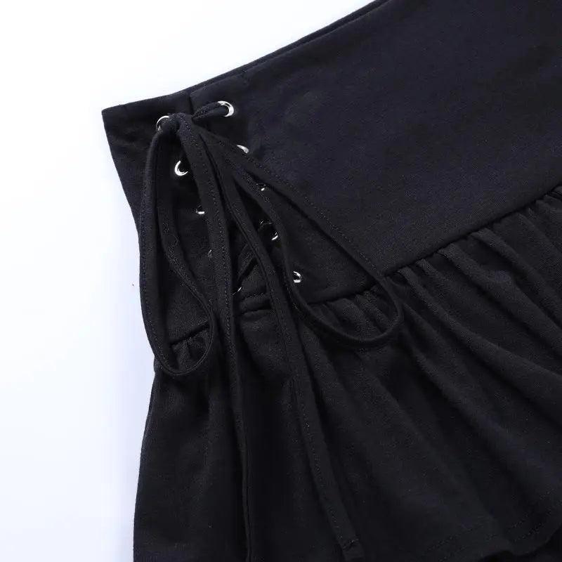 Mini Skirt Girls Sweet Black High Waist Pleated Skirt Cute Dark Lightweight Simple Design Skirts