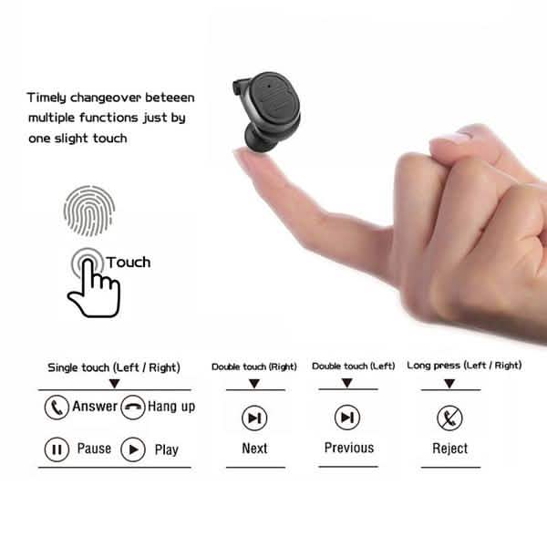 Mini True Wireless Earbuds TWS Touch Control Bluetooth 5.0 Headphone