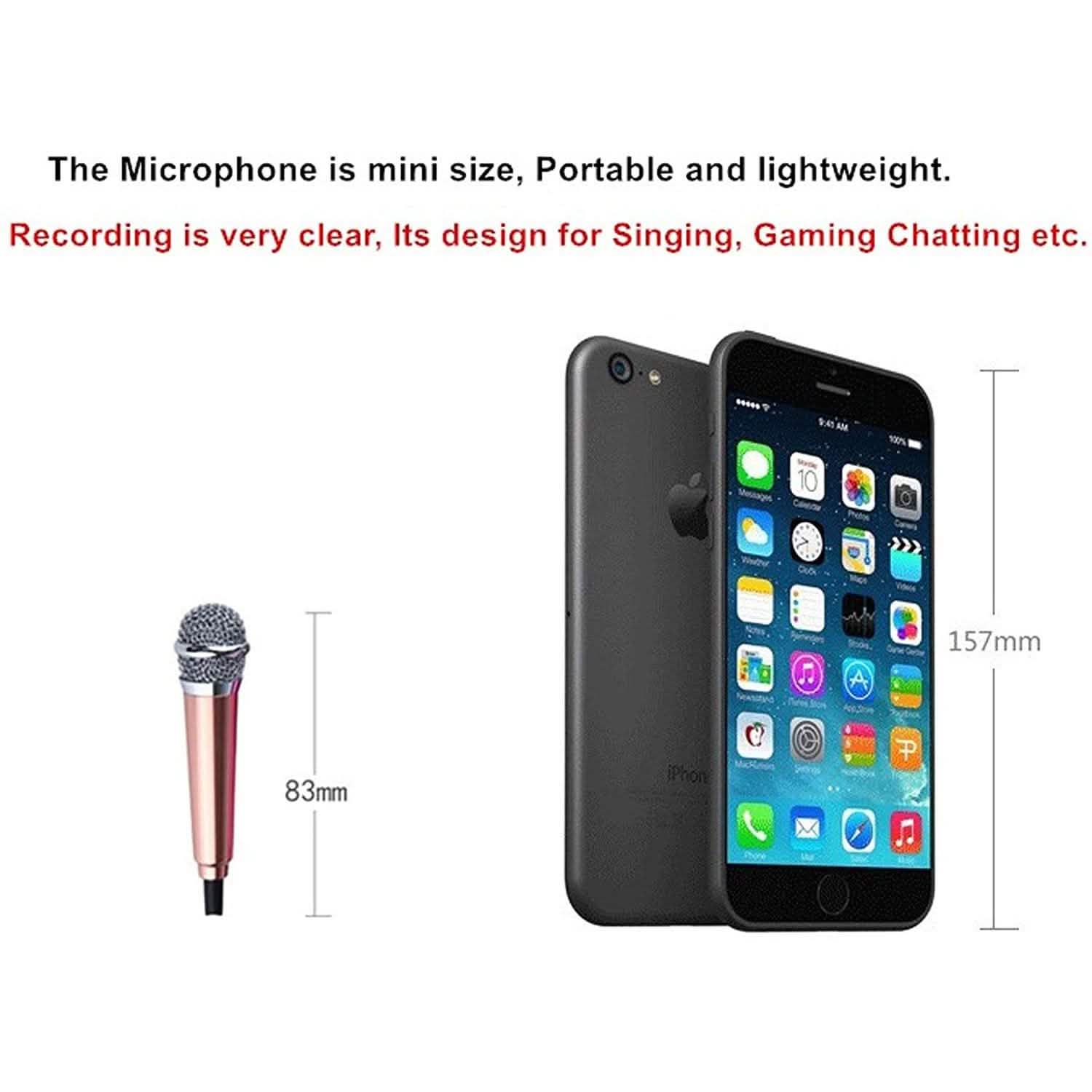 Miniature Metal Microphone for Karaoke with 3.5 mm Universal Cable