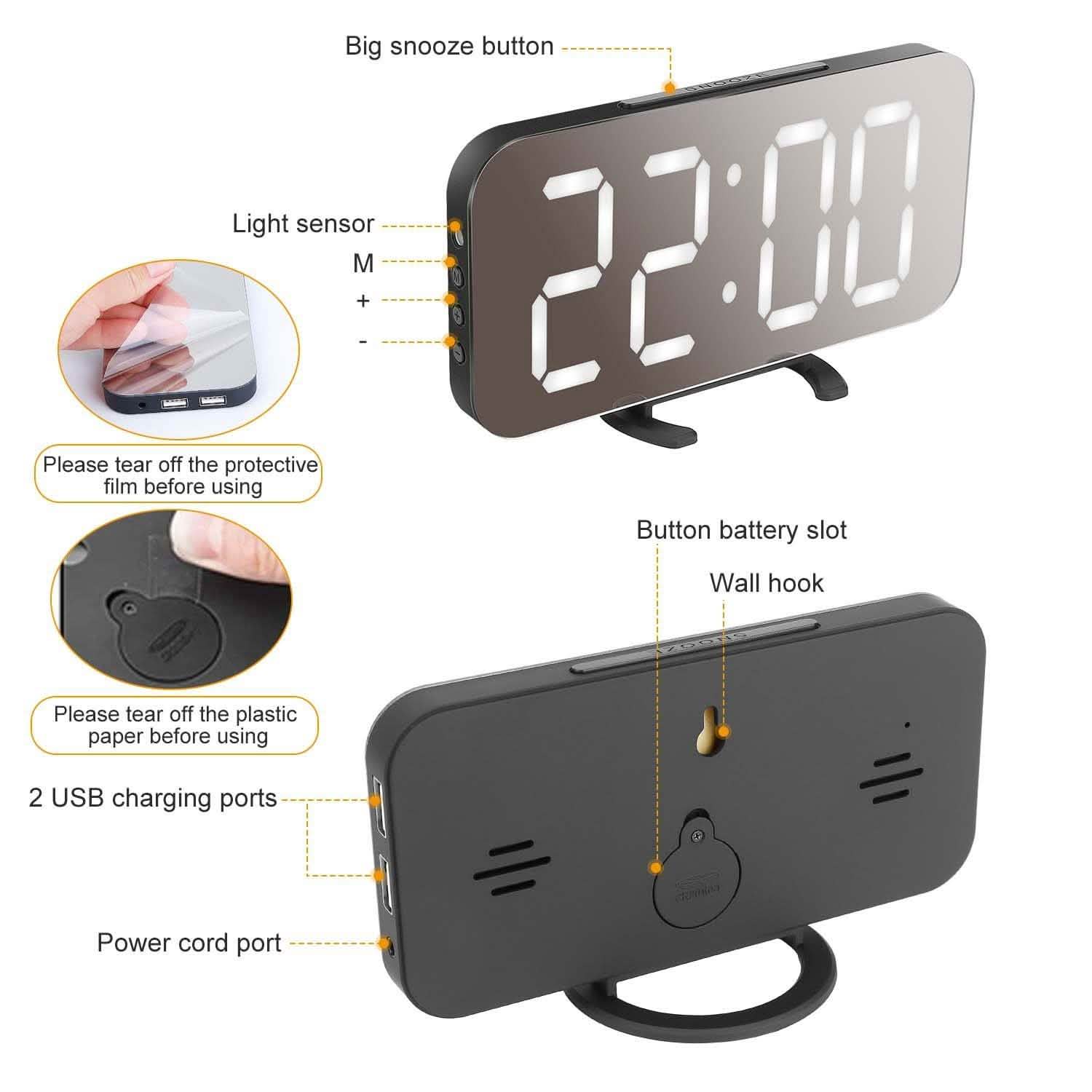 Mirror LED Electronic Alarm Clock