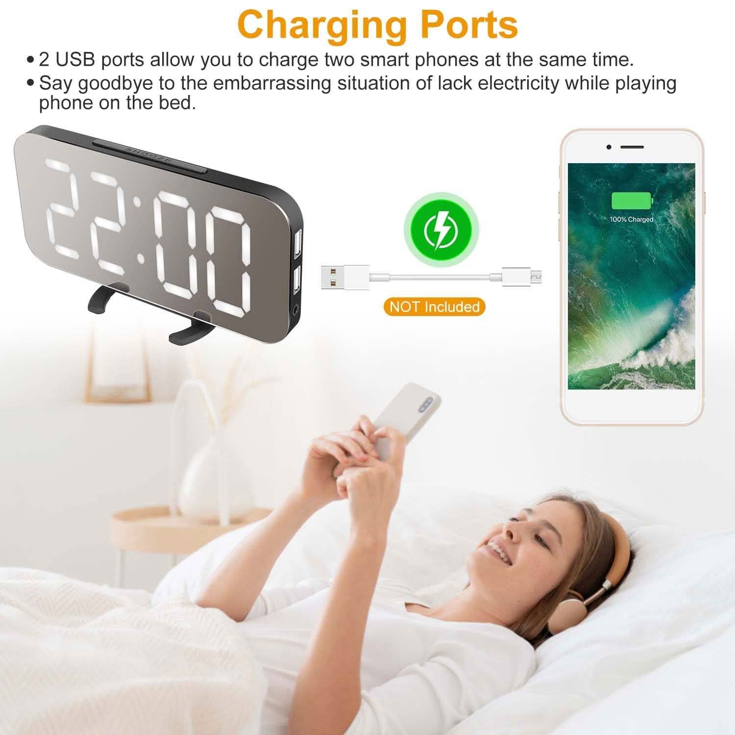 Mirror LED Electronic Alarm Clock