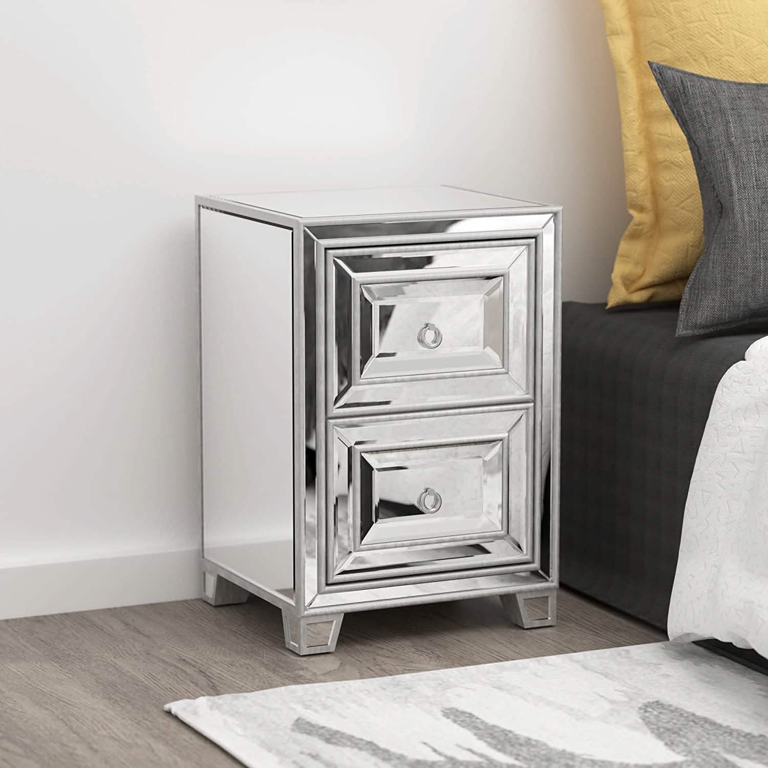 Mirrored Accent Bedside Coffee Table