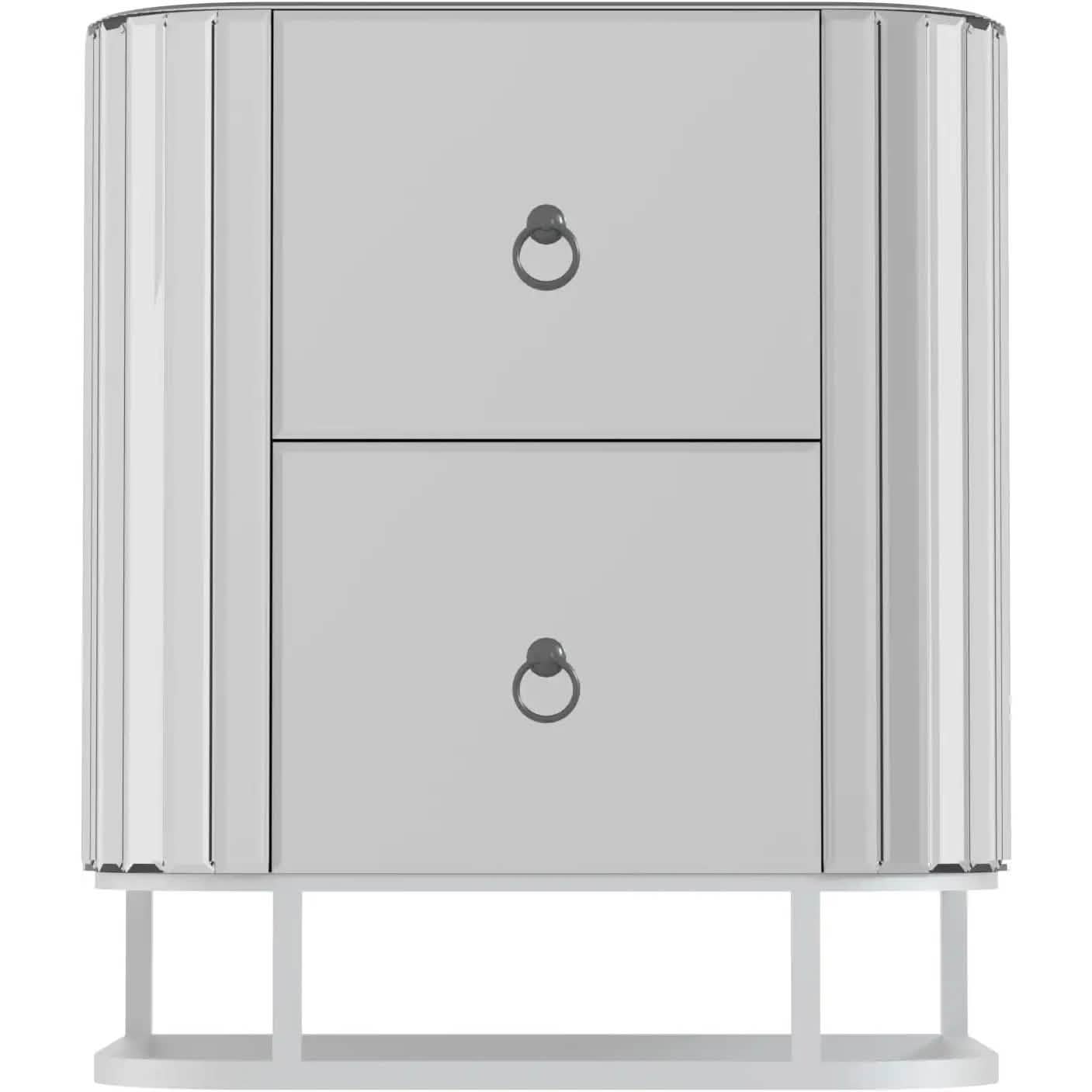 Mirrored Accent Table with 2 Drawers and Stainless Steel Frame