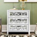 Mirrored Carved Pattern Modern Gold Finish Bedroom Nightstand