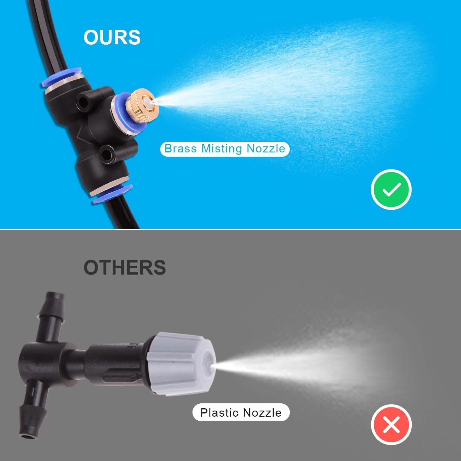 Mist Cooling System 26Ft Line + 10 T-Joint Nozzles Water Sprayer