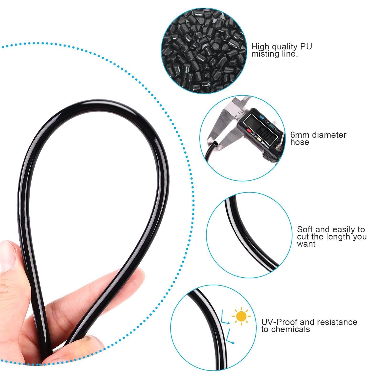 Misting Cooling System 65.6Ft Hose Line + 23 T-Joint Nozzles Water Sprayer