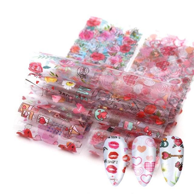 Mix Nail Art Transfer Foil Sticker Angles Decoration Nail Art Decals Design For Nails Wraps Follie Nail Foil Transfer Sticker Kit, Nail Art Decals Nail Foil Glass Paper Nail Decals Nail Wraps for Nail Art Decorations Supplies
