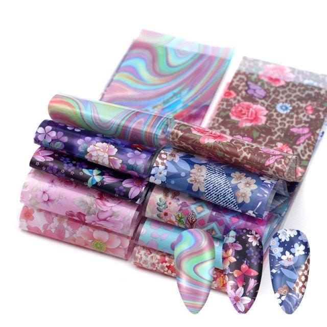 Mix Nail Art Transfer Foil Sticker Angles Decoration Nail Art Decals Design For Nails Wraps Follie Nail Foil Transfer Sticker Kit, Nail Art Decals Nail Foil Glass Paper Nail Decals Nail Wraps for Nail Art Decorations Supplies
