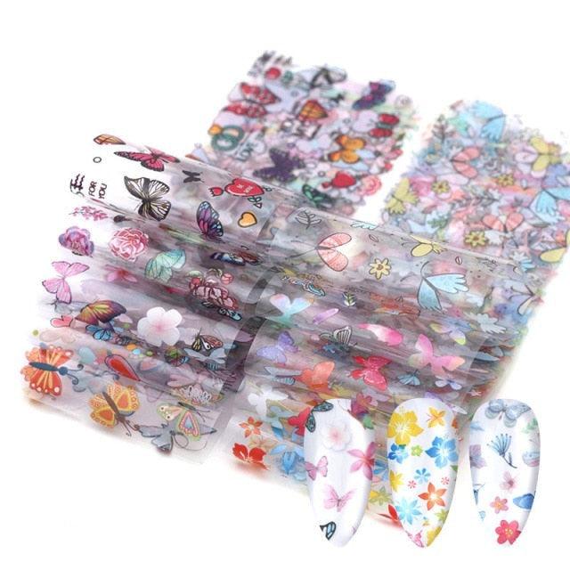 Mix Nail Art Transfer Foil Sticker Angles Decoration Nail Art Decals Design For Nails Wraps Follie Nail Foil Transfer Sticker Kit, Nail Art Decals Nail Foil Glass Paper Nail Decals Nail Wraps for Nail Art Decorations Supplies