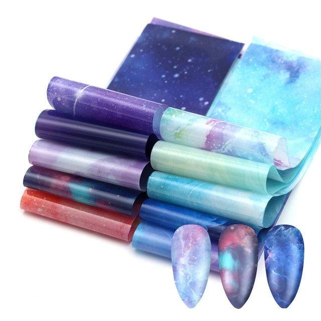 Mix Nail Art Transfer Foil Sticker Angles Decoration Nail Art Decals Design For Nails Wraps Follie Nail Foil Transfer Sticker Kit, Nail Art Decals Nail Foil Glass Paper Nail Decals Nail Wraps for Nail Art Decorations Supplies