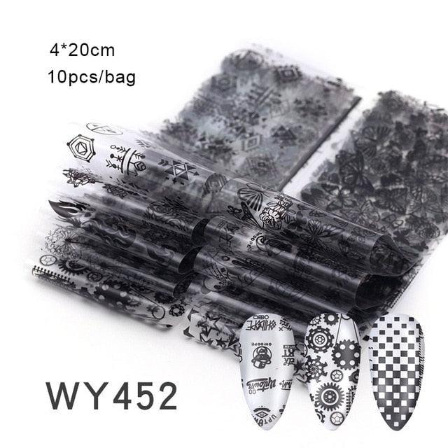 Mix Nail Art Transfer Foil Sticker Angles Decoration Nail Art Decals Design For Nails Wraps Follie Nail Foil Transfer Sticker Kit, Nail Art Decals Nail Foil Glass Paper Nail Decals Nail Wraps for Nail Art Decorations Supplies