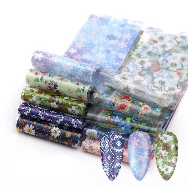 Mix Nail Art Transfer Foil Sticker Angles Decoration Nail Art Decals Design For Nails Wraps Follie Nail Foil Transfer Sticker Kit, Nail Art Decals Nail Foil Glass Paper Nail Decals Nail Wraps for Nail Art Decorations Supplies