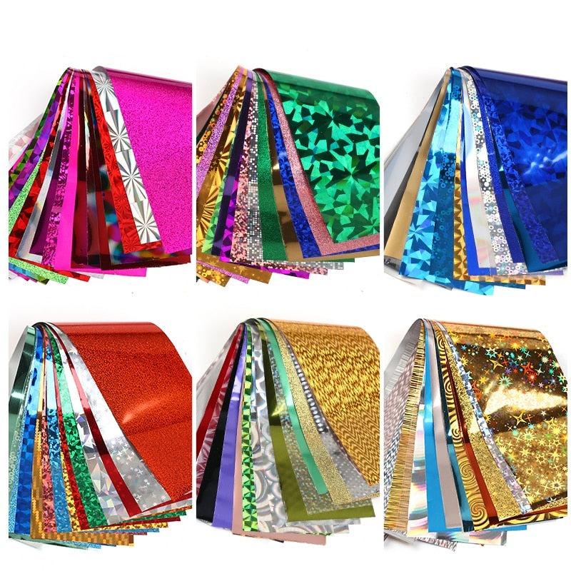 Mix Nail Art Transfer Foil Sticker Angles Decoration Nail Art Decals Design For Nails Wraps Follie Nail Foil Transfer Sticker Kit, Nail Art Decals Nail Foil Glass Paper Nail Decals Nail Wraps for Nail Art Decorations Supplies