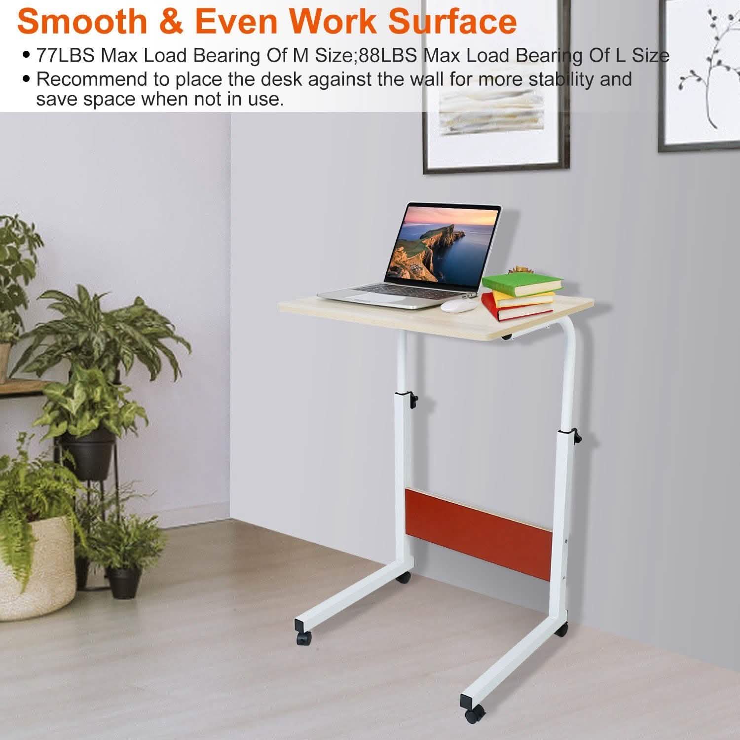 Mobile Laptop Desk Height Adjustable Rolling Wheels