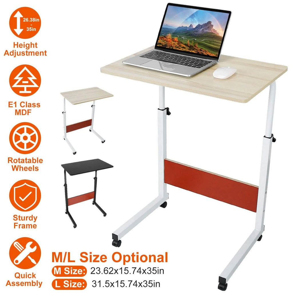 Mobile Laptop Desk Height Adjustable Rolling Wheels