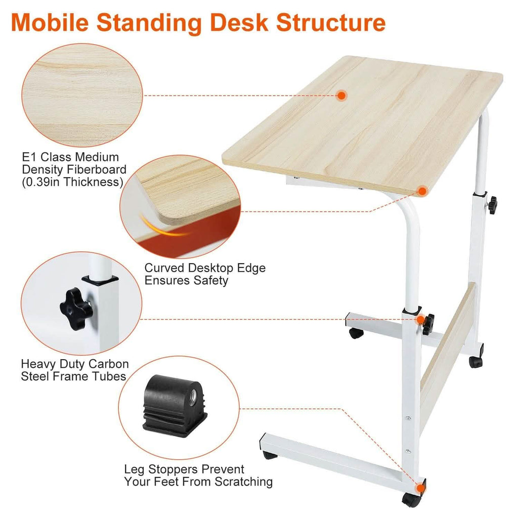 Mobile Laptop Desk Height Adjustable Rolling Wheels