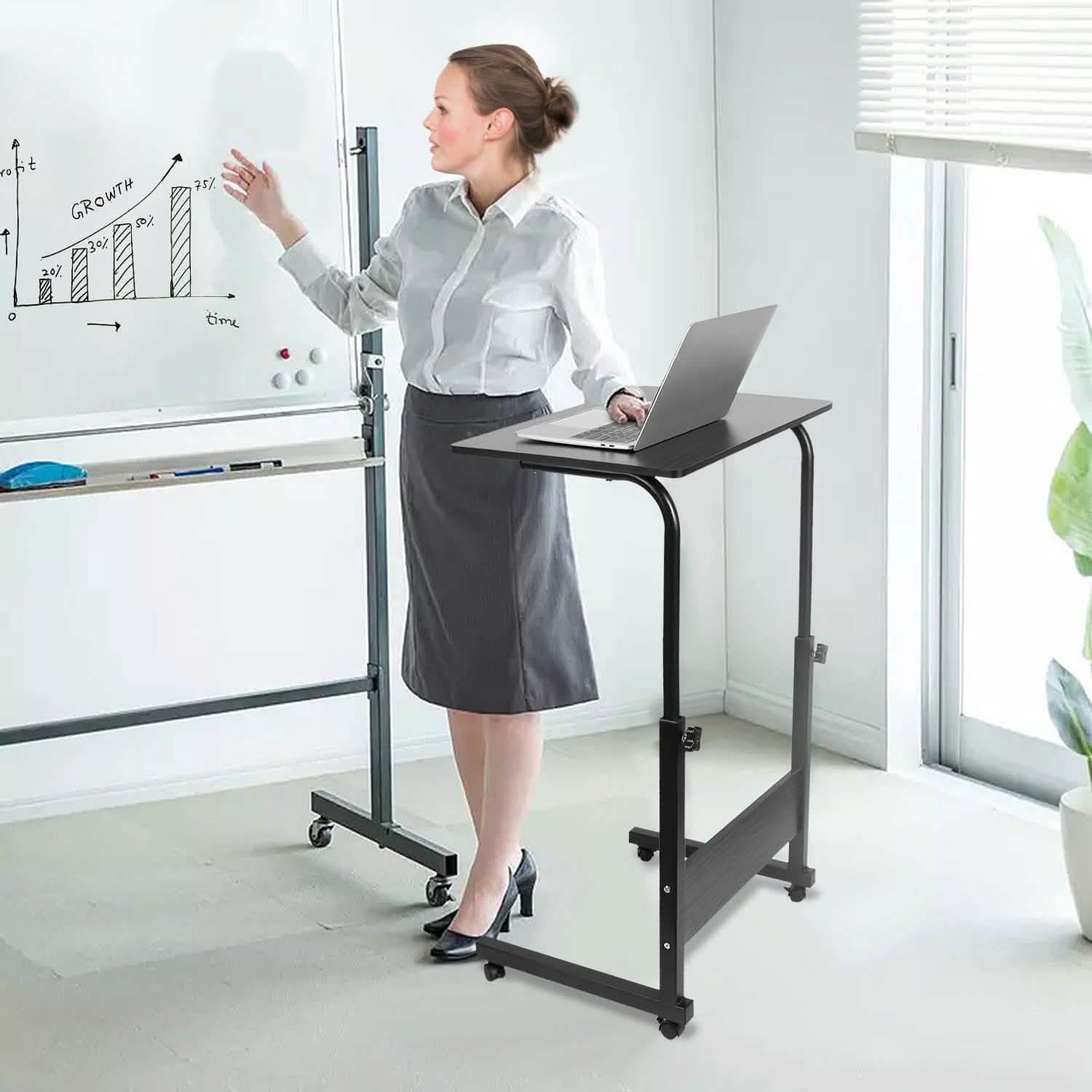 Mobile Laptop Desk Height Adjustable Rolling Wheels