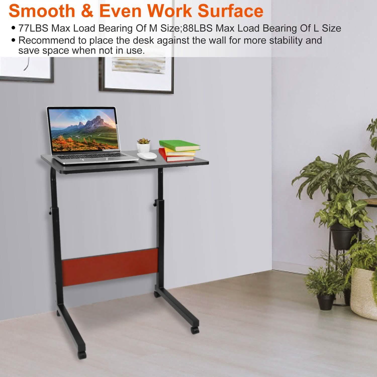 Mobile Laptop Desk Height Adjustable Rolling Wheels