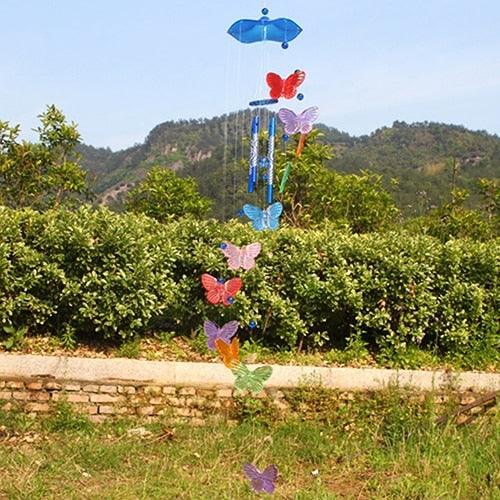 Model Creative Crystal Butterflies-Wind Chime Hanging Ornament  Mobile Wind Bell Garden Ornament Lucky Yard Garden Living Room Home/Wall/Room For Mom Birthday Gift Metal Music Wind Chimes Indoor & Outdoor Decor