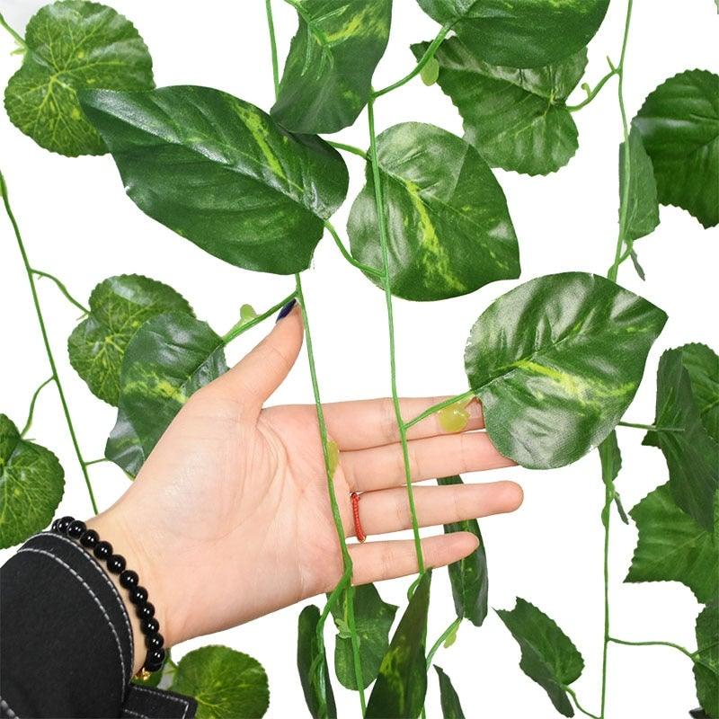 Modern Artificial Green Eucalyptus Leaves Garland Wisteria Rattan Fake Decor Silk Leaf Vines For Wedding Birthday Party Decor