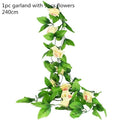Modern Artificial Green Eucalyptus Leaves Garland Wisteria Rattan Fake Decor Silk Leaf Vines For Wedding Birthday Party Decor