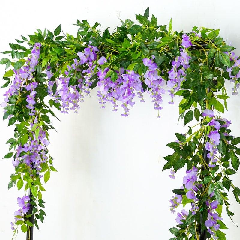 Modern Artificial Green Eucalyptus Leaves Garland Wisteria Rattan Fake Decor Silk Leaf Vines For Wedding Birthday Party Decor