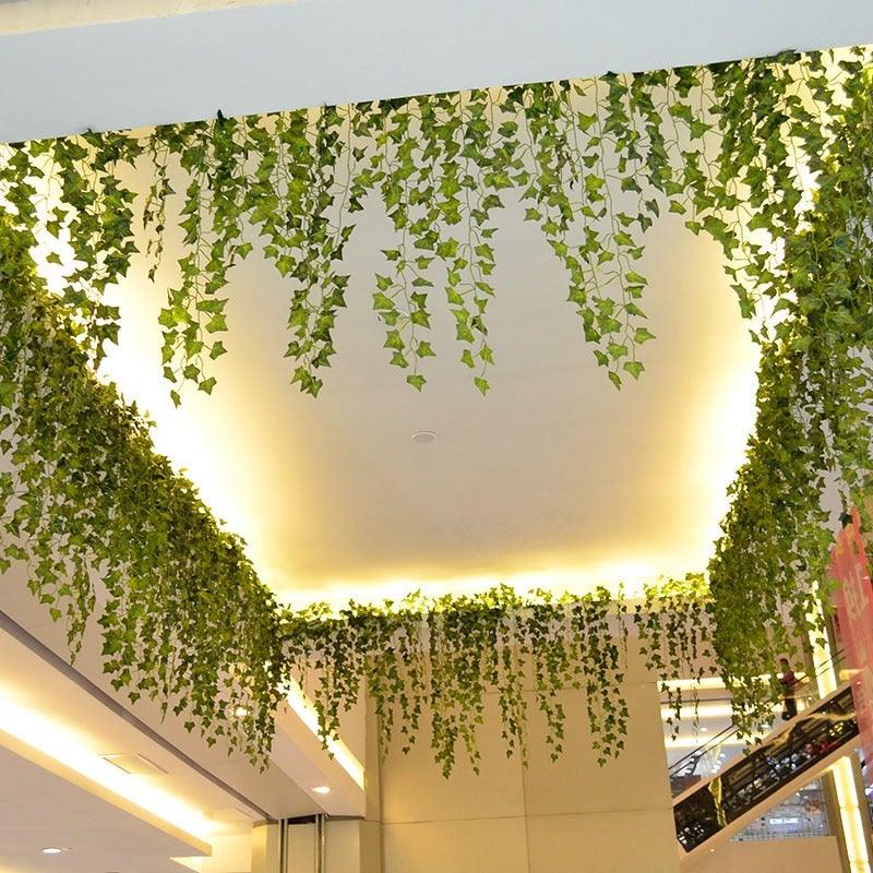 Modern Artificial Green Eucalyptus Leaves Garland Wisteria Rattan Fake Decor Silk Leaf Vines For Wedding Birthday Party Decor