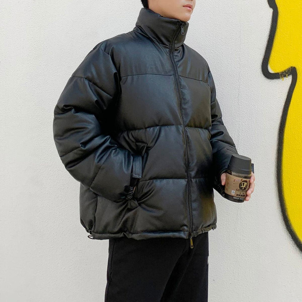 Modern Black Thick Solid Color Jacket Men's Oversized Warm Jacket Lightweight Padded Winter Coats Fashion Male Heavyweight Jackets Big Oversized Comfortable Autumn Jackets Fashionable Design