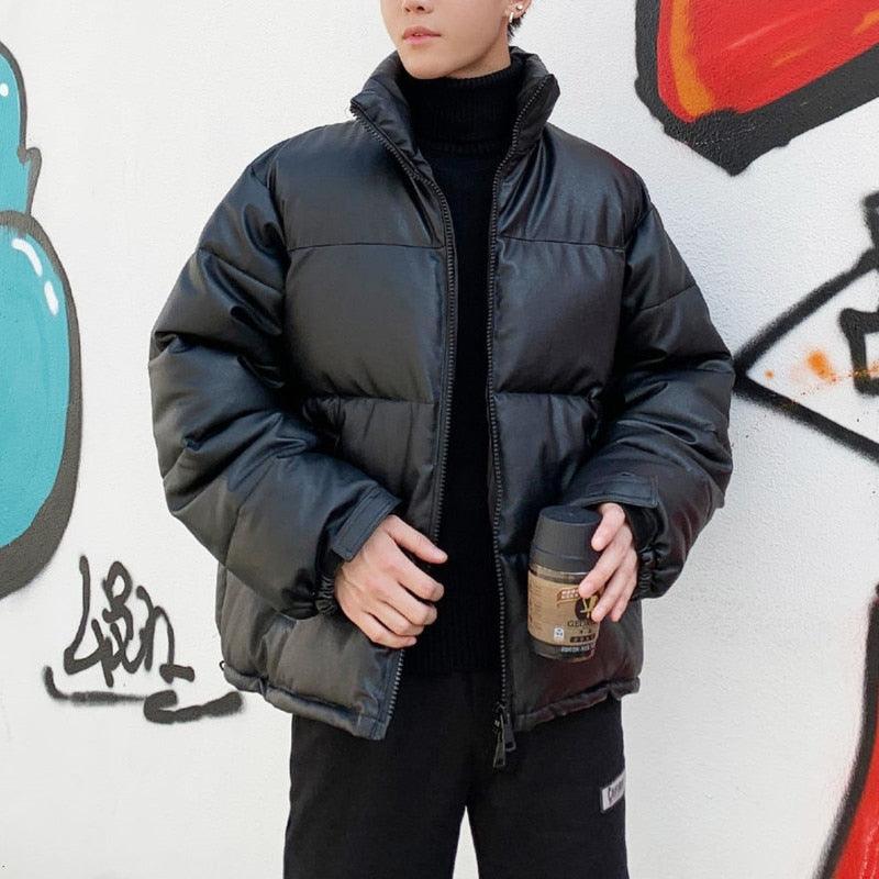 Modern Black Thick Solid Color Jacket Men's Oversized Warm Jacket Lightweight Padded Winter Coats Fashion Male Heavyweight Jackets Big Oversized Comfortable Autumn Jackets Fashionable Design