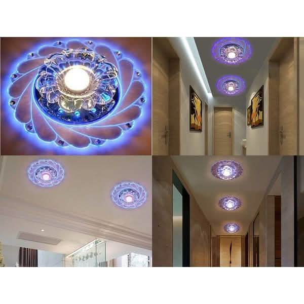 Modern Crystal LED Saving Bright Ceiling Blue Light Lamp Fixture Chandelier