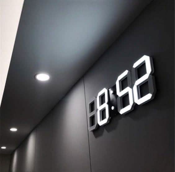 Modern Digital 3D White LED Wall Clock Alarm Clock