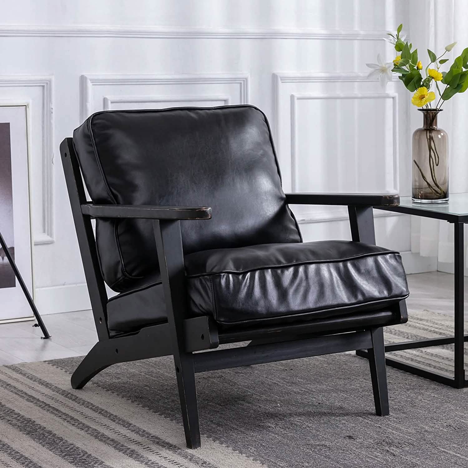 Modern Faux Leather Accent Chair
