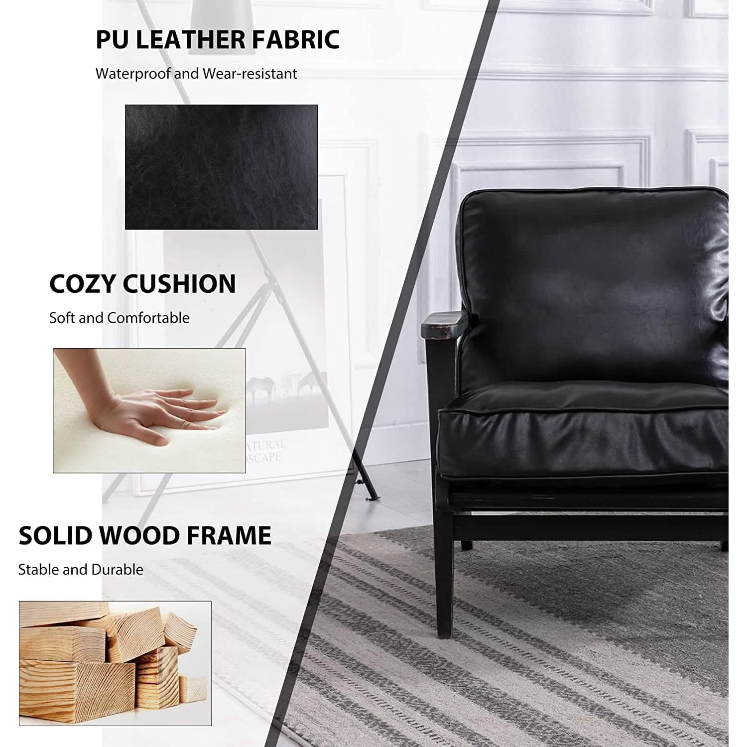 Modern Faux Leather Accent Chair