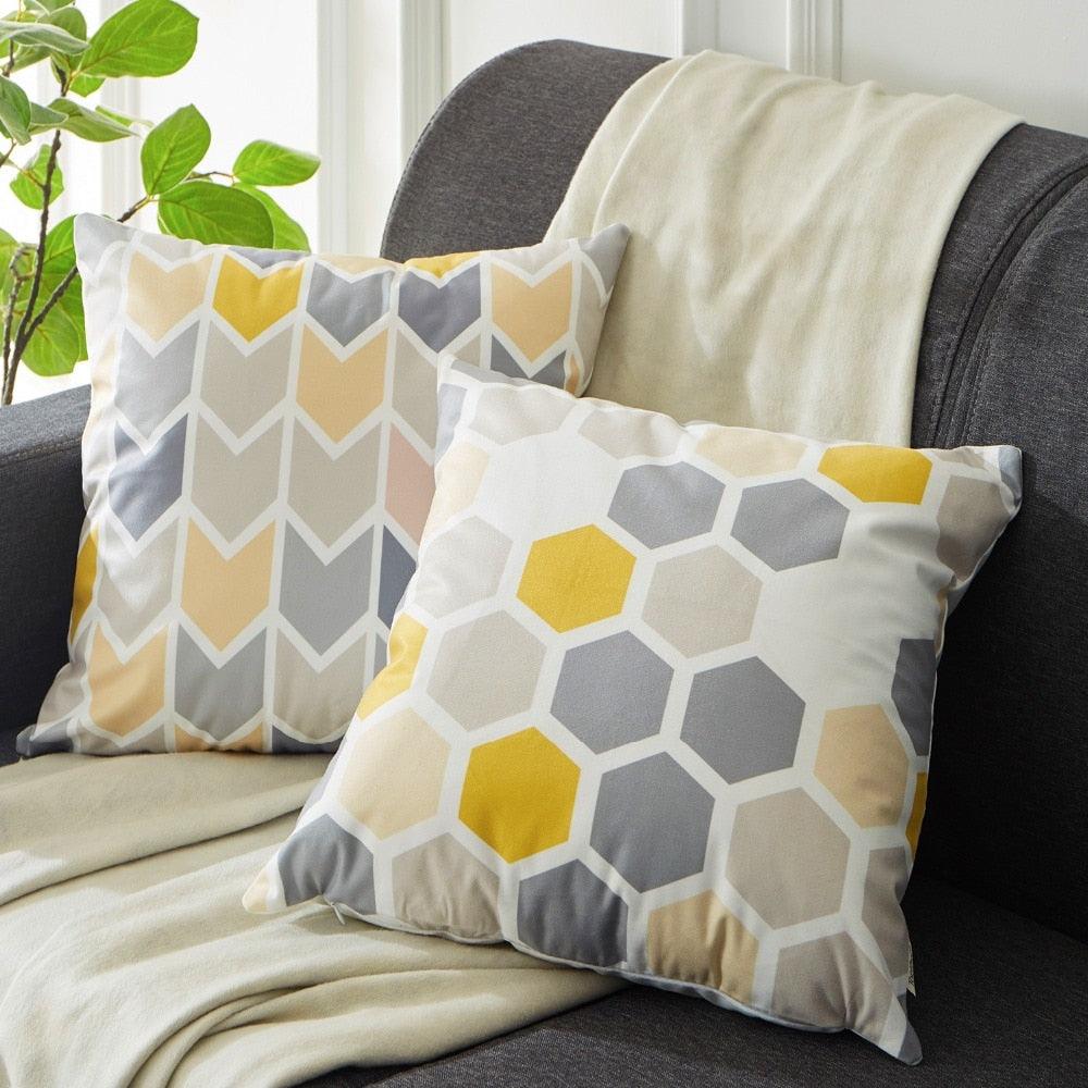 Modern Geometric Decorative Geometric Pillow Cushion Cases Outdoor Square Yellow Decorative Pillow Covers For Couch Bedroom Pillow Cases Cushion Covers