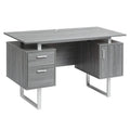Modern Gray Office Desk with Storage