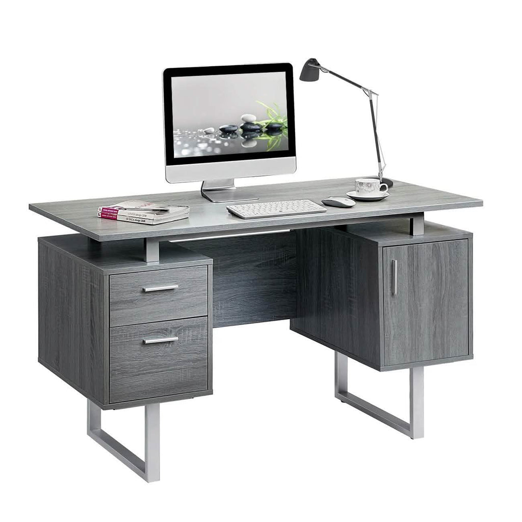 Modern Gray Office Desk with Storage