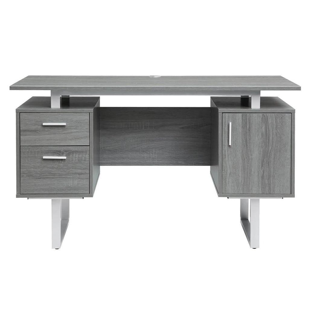 Modern Gray Office Desk with Storage
