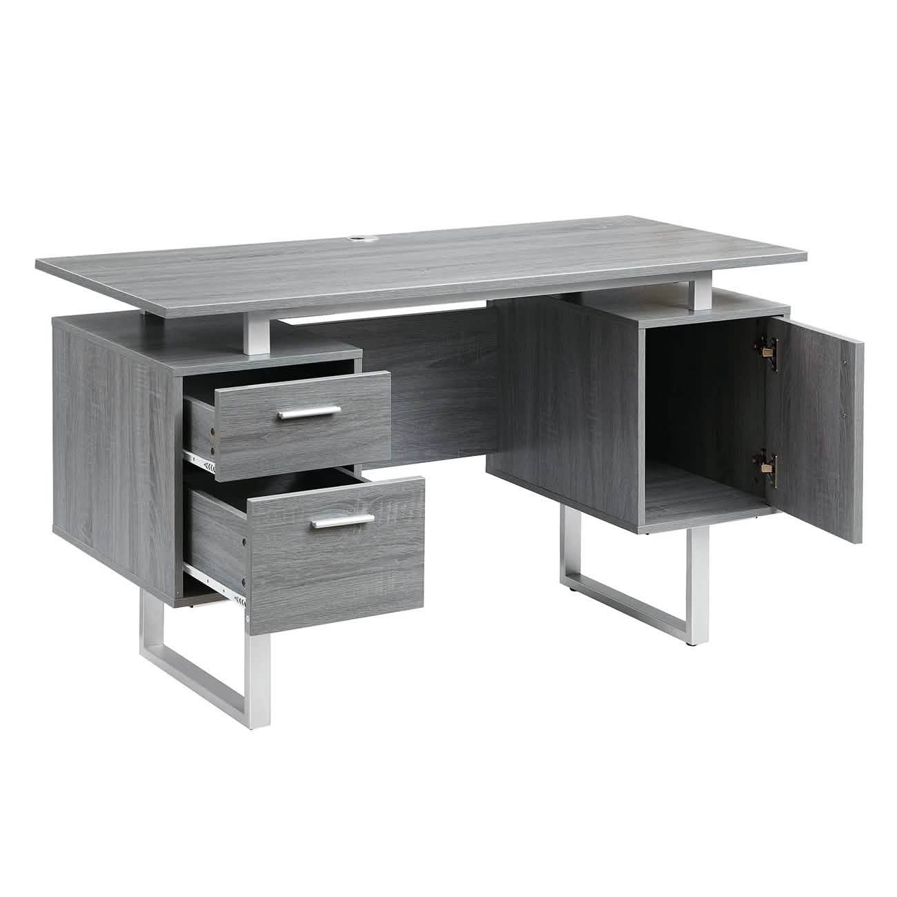 Modern Gray Office Desk with Storage