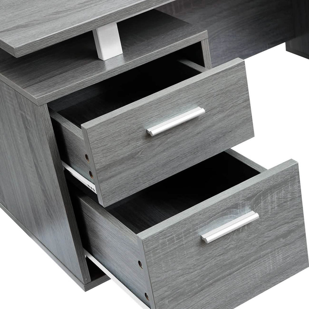 Modern Gray Office Desk with Storage