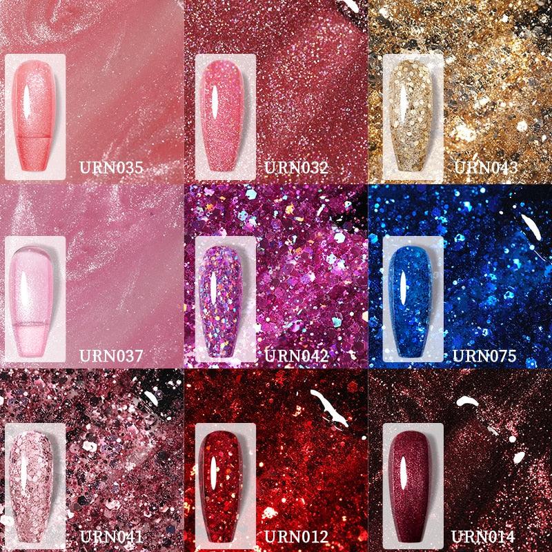 Modern Luxury Autumn Winter Womens Gel Polish Glossy Matte Diamond Effect Long Lasting Nail Art Sequins Design