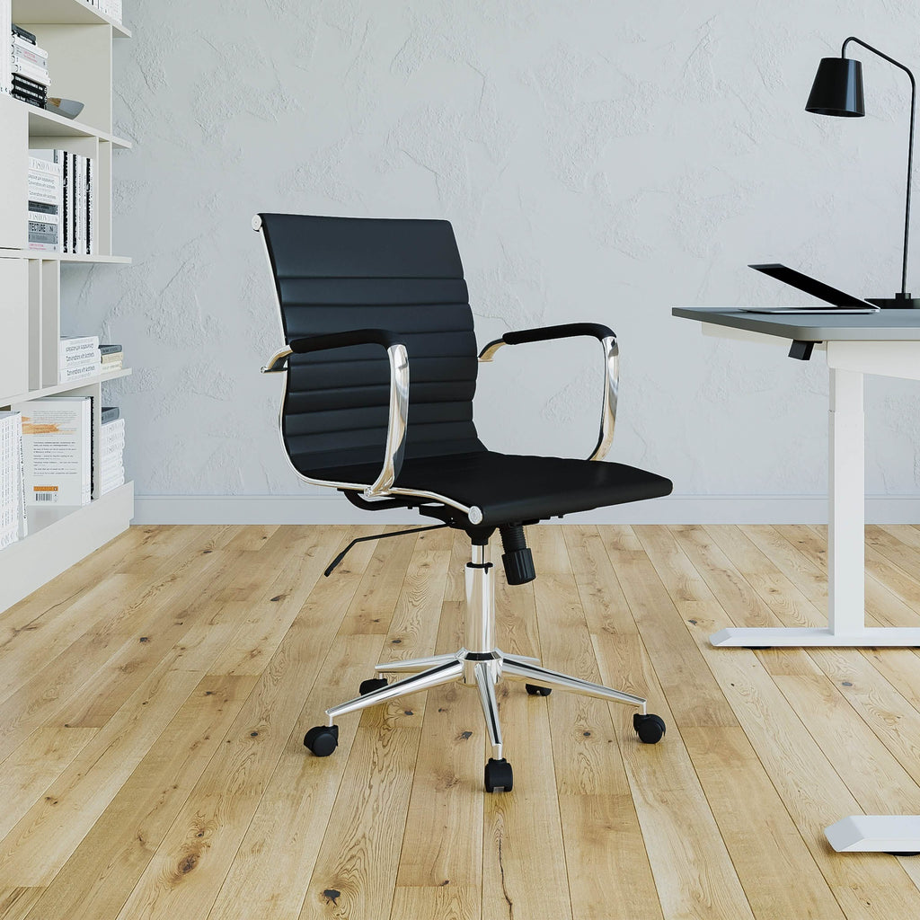 Modern Medium Back Executive Office Chair - Black