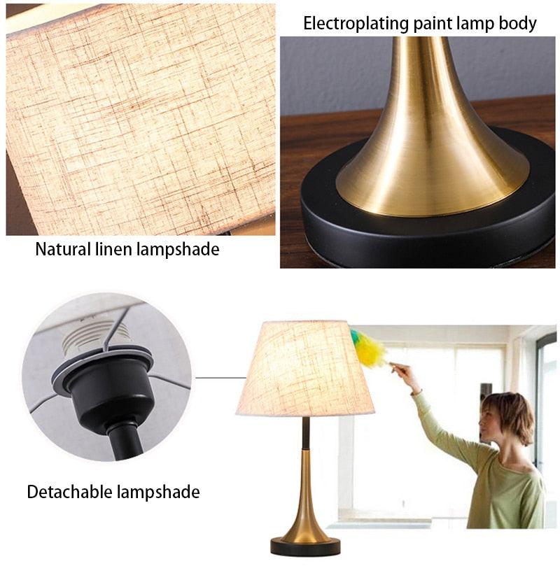 Modern Nordic LED Table Lamp Creative Simplicity Cloth Desk Light Indoor  Decorative Table Lamp Cute Study Lamps for Bedroom Décor