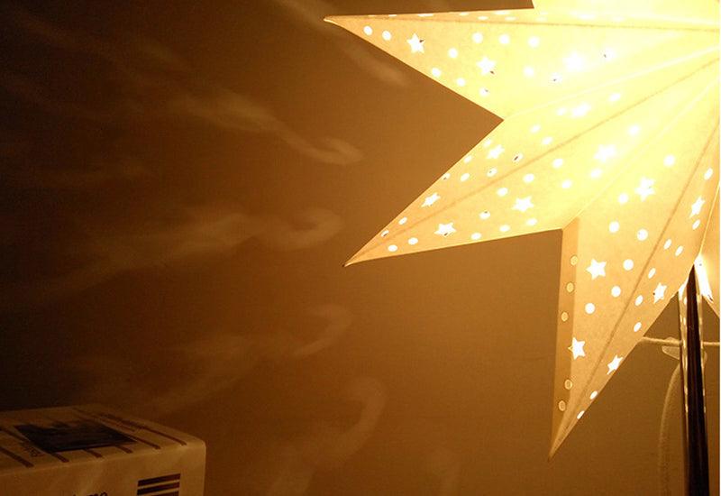 Modern Retro Led Table Lamp Desk Light Paper Star Wood Lamp Nordic Design Minimalist Bedside Living Room Bedroom Decor  Cute Study Lamps for Bedroom Décor