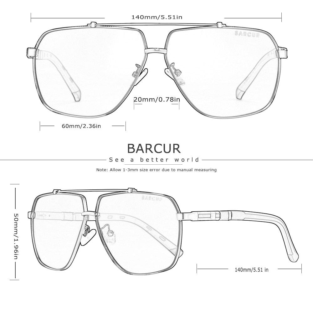 Modern Retro VIntage Luxury BARCUR Square Mens Sunglasses Polarized Driving Gradient Sun Glasses for Men UV400 Shades Eyewear Stevvex Big Frame sunglasses For Men