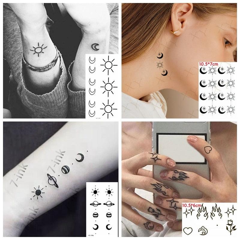 Modern Small Tattoo Sun Moon Heart Waterproof Temporary Tattoos High Quality Design For Womens