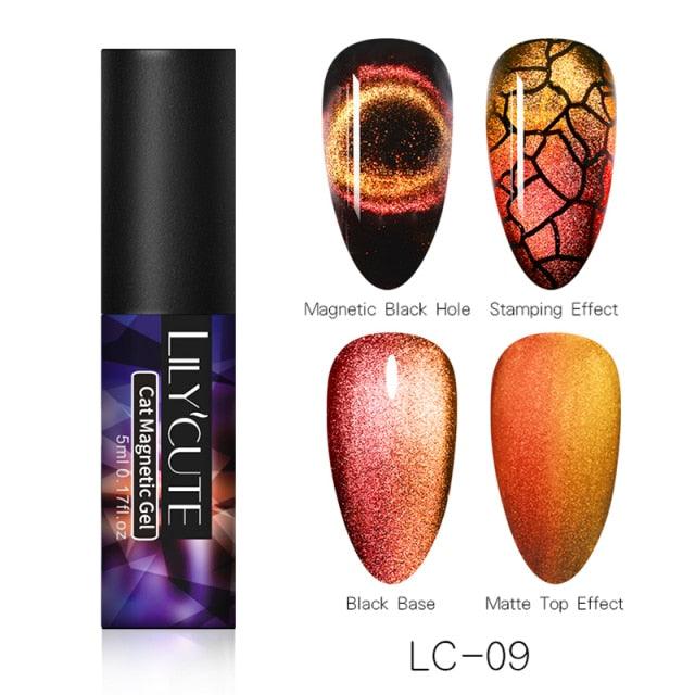 Modern Styllish Elegant 9D Cat Magnetic Nail Gel Polish UV LED  Permanent Elegant Colorful Charming Effect For Womens